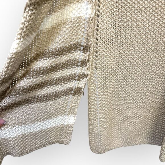 O’Neill Open Front Striped Knit Cardigan Sweater Size Large – Beige/Taupe - Picture 3 of 5